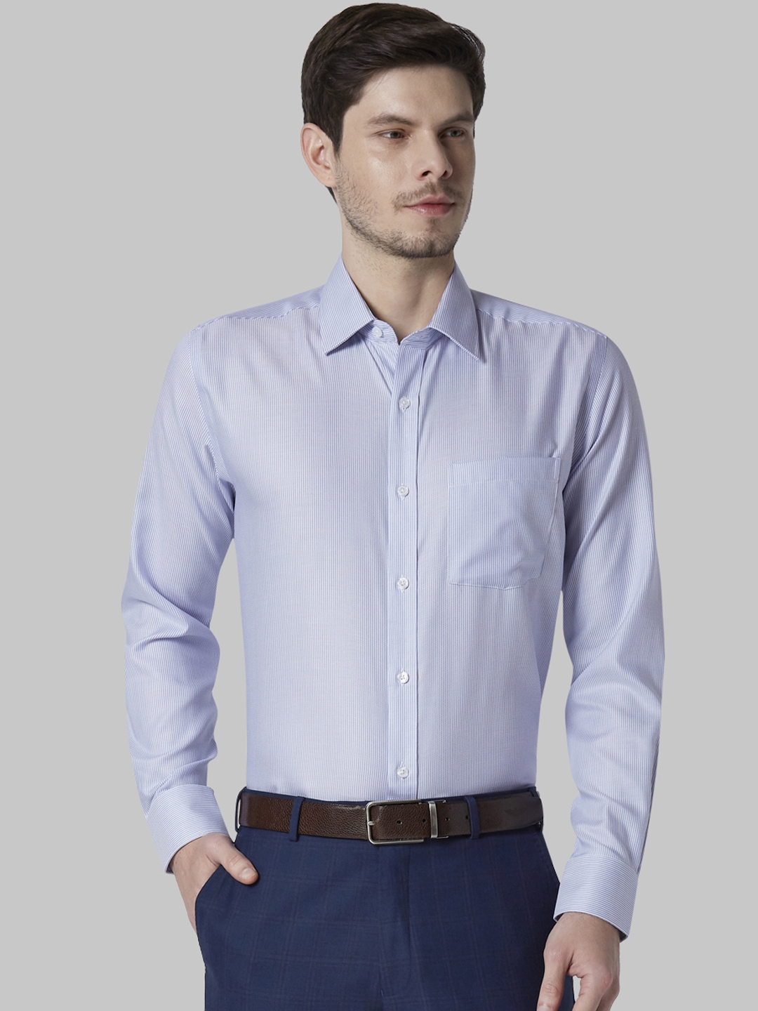 Buy Park Avenue Men Blue & White Regular Fit Printed Formal Shirt ...