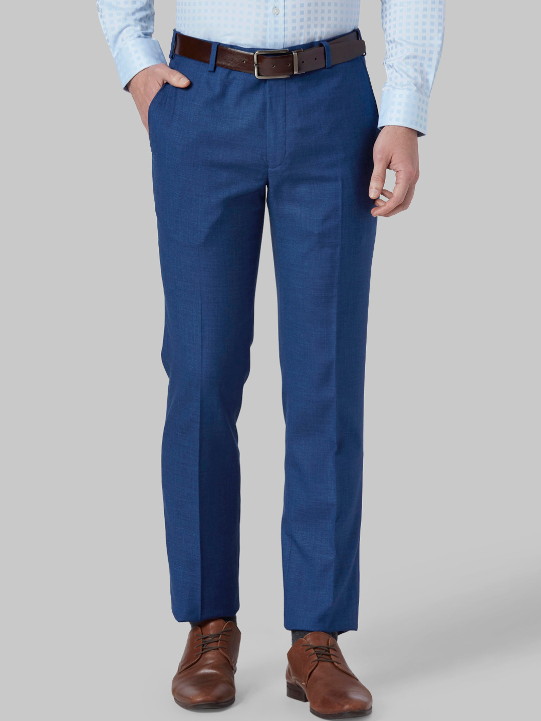 Buy Park Avenue Men Blue Slim Fit Solid Formal Trousers - Trousers for ...