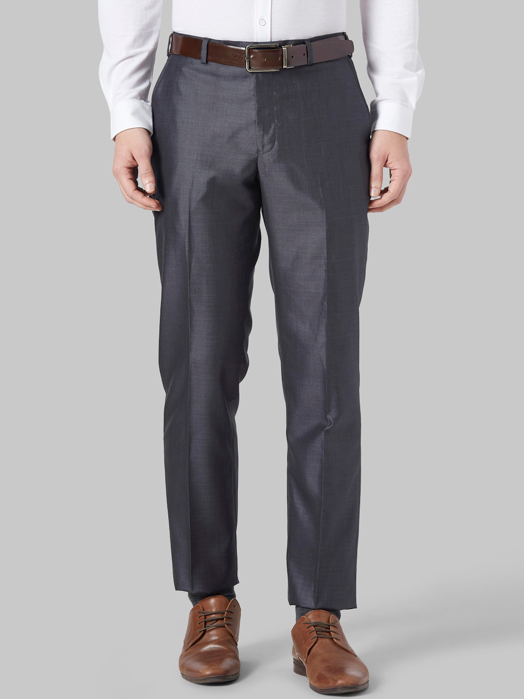 Buy Park Avenue Men Charcoal Grey Regular Fit Solid Formal Trousers ...