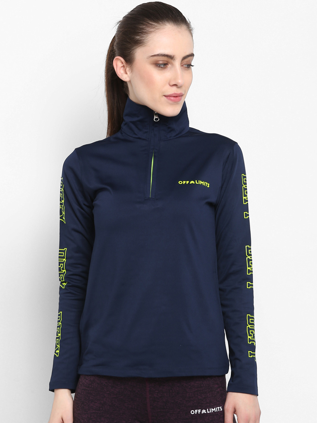 Buy OFF LIMITS Women Navy Blue Printed Sporty Jacket Jackets for