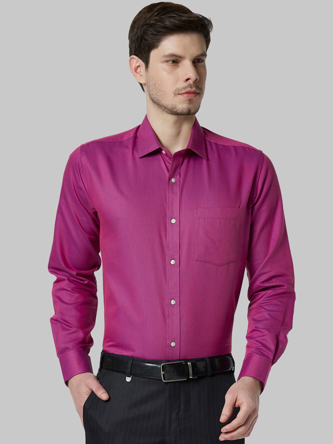 Men'S Magenta Pink Formal Solid Shirts
