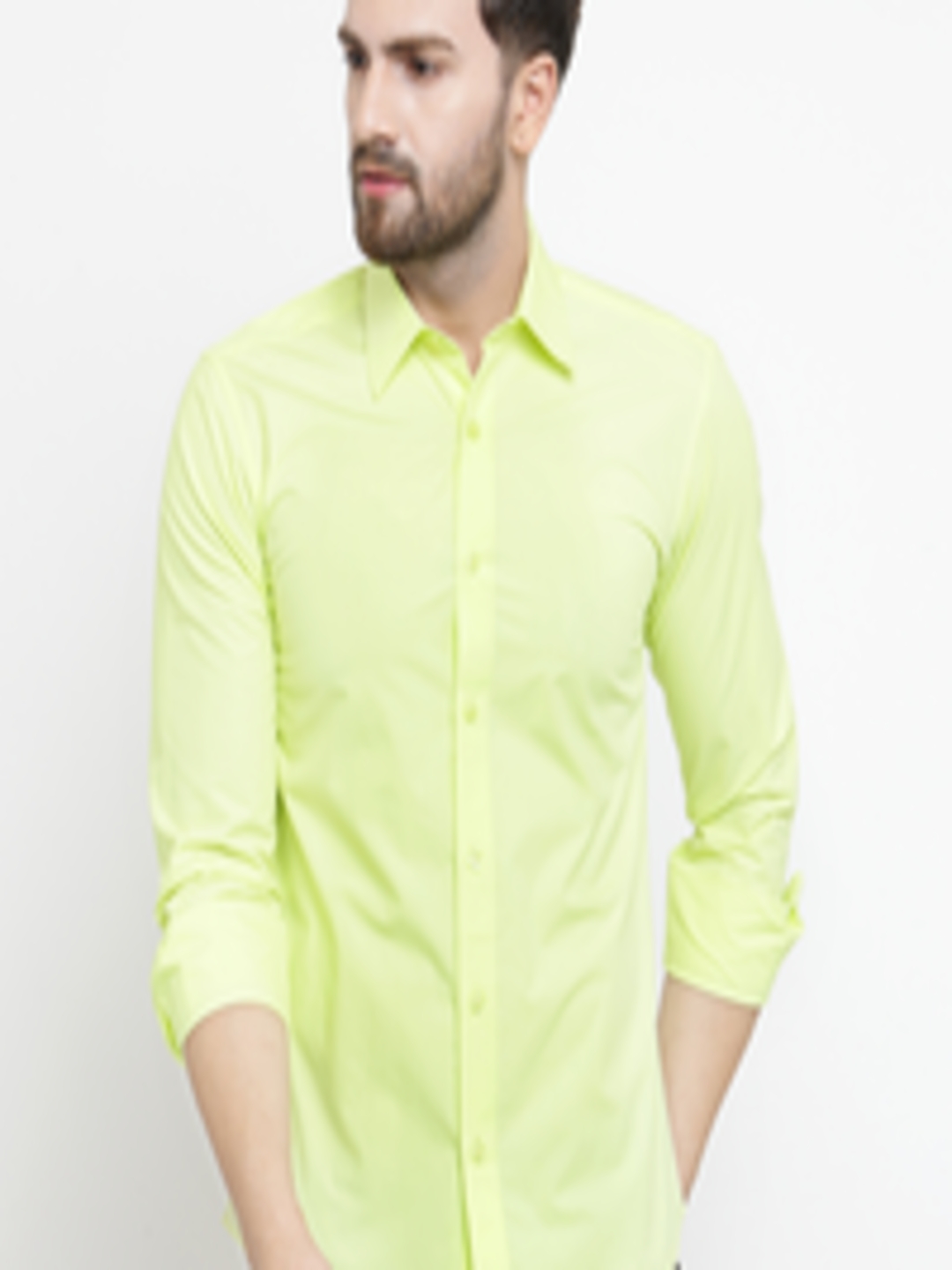 Buy Purple State Men Lime Green Slim Fit Solid Casual Shirt - Shirts ...