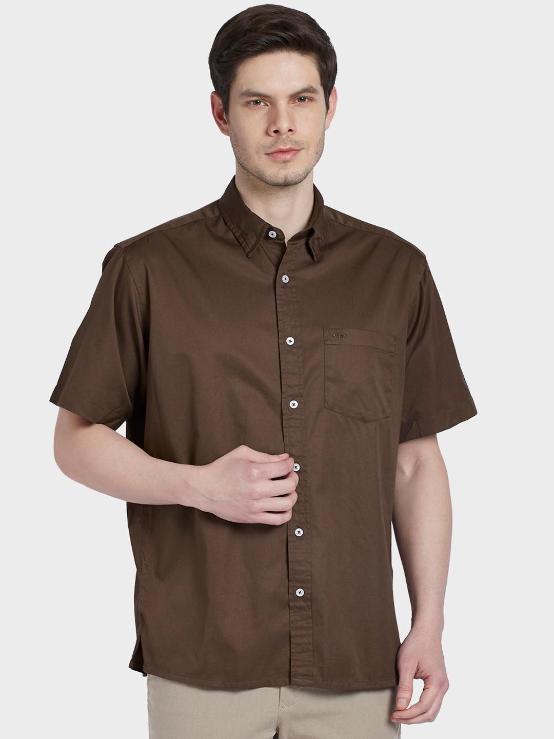 Buy ColorPlus Men Brown Regular Fit Solid Casual Shirt - Shirts for Men ...