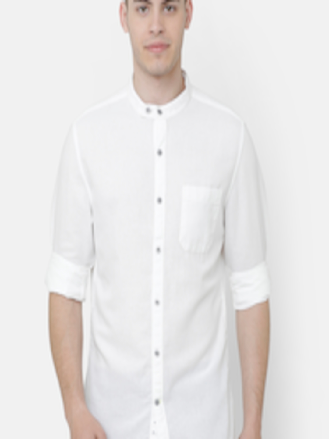 Buy AweTRend Men White Slim Fit Solid Casual Shirt - Shirts for Men ...