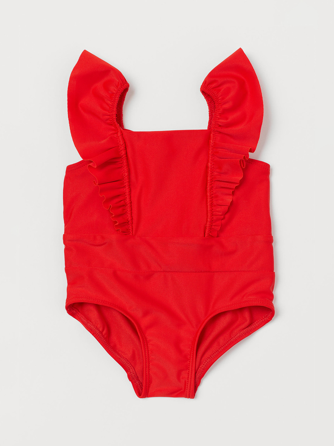 Buy H&M Infants Girls Red Solid Swimsuit With Flounces Swimwear for