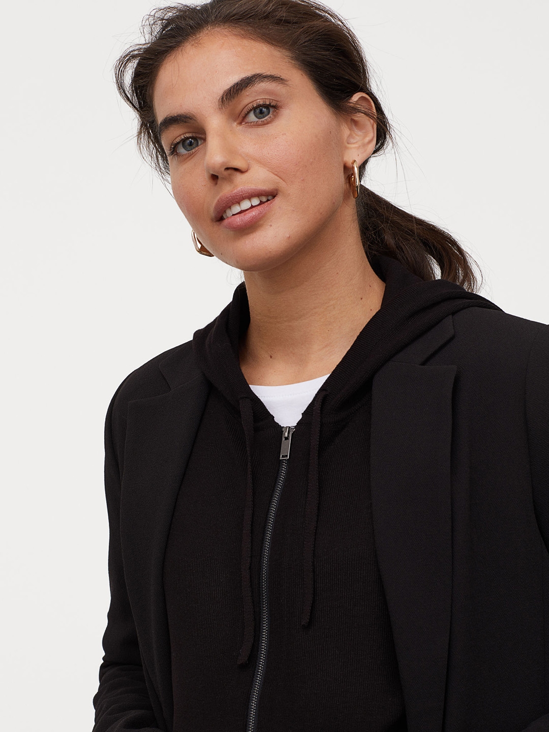 fine knit hooded jacket