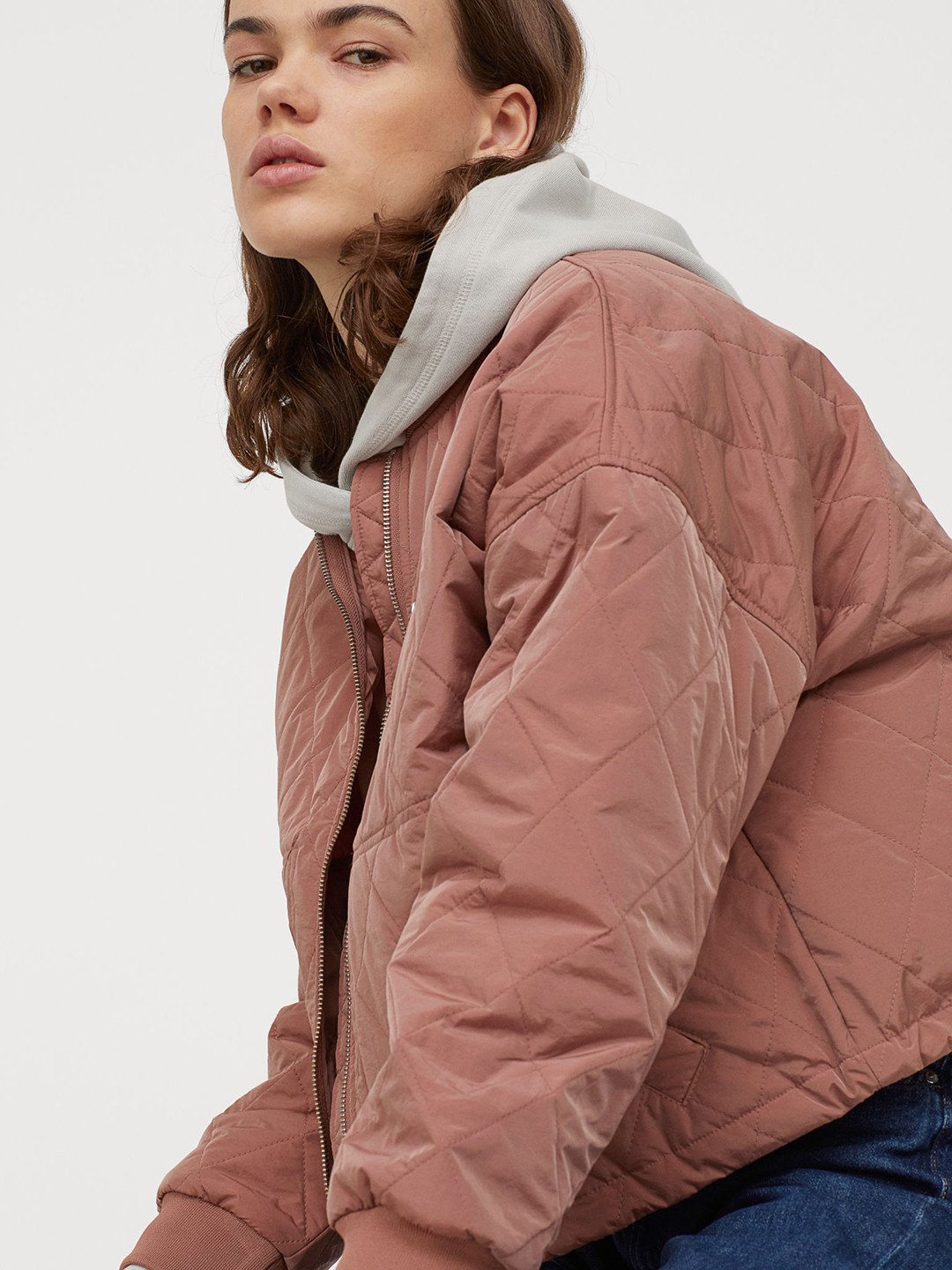 Buy H&M Women Pink Quilted Bomber Jacket Jackets for Women 11407708