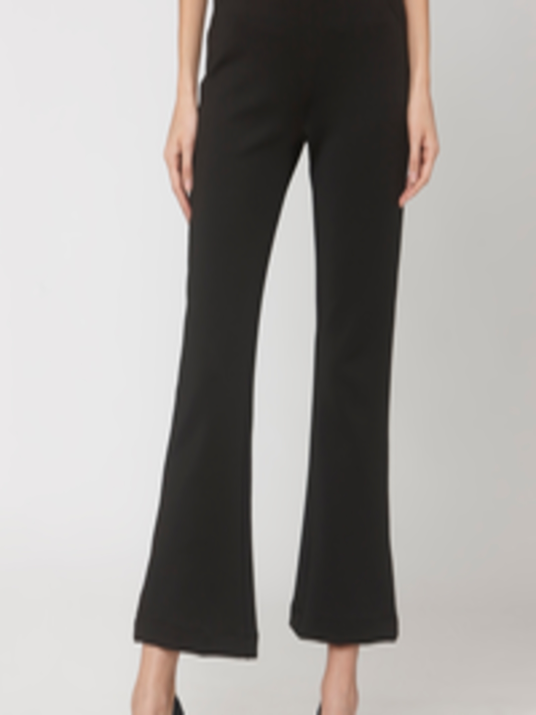 Buy Smarty Pants Women Black Comfort Regular Fit Solid Bootcut Trousers ...