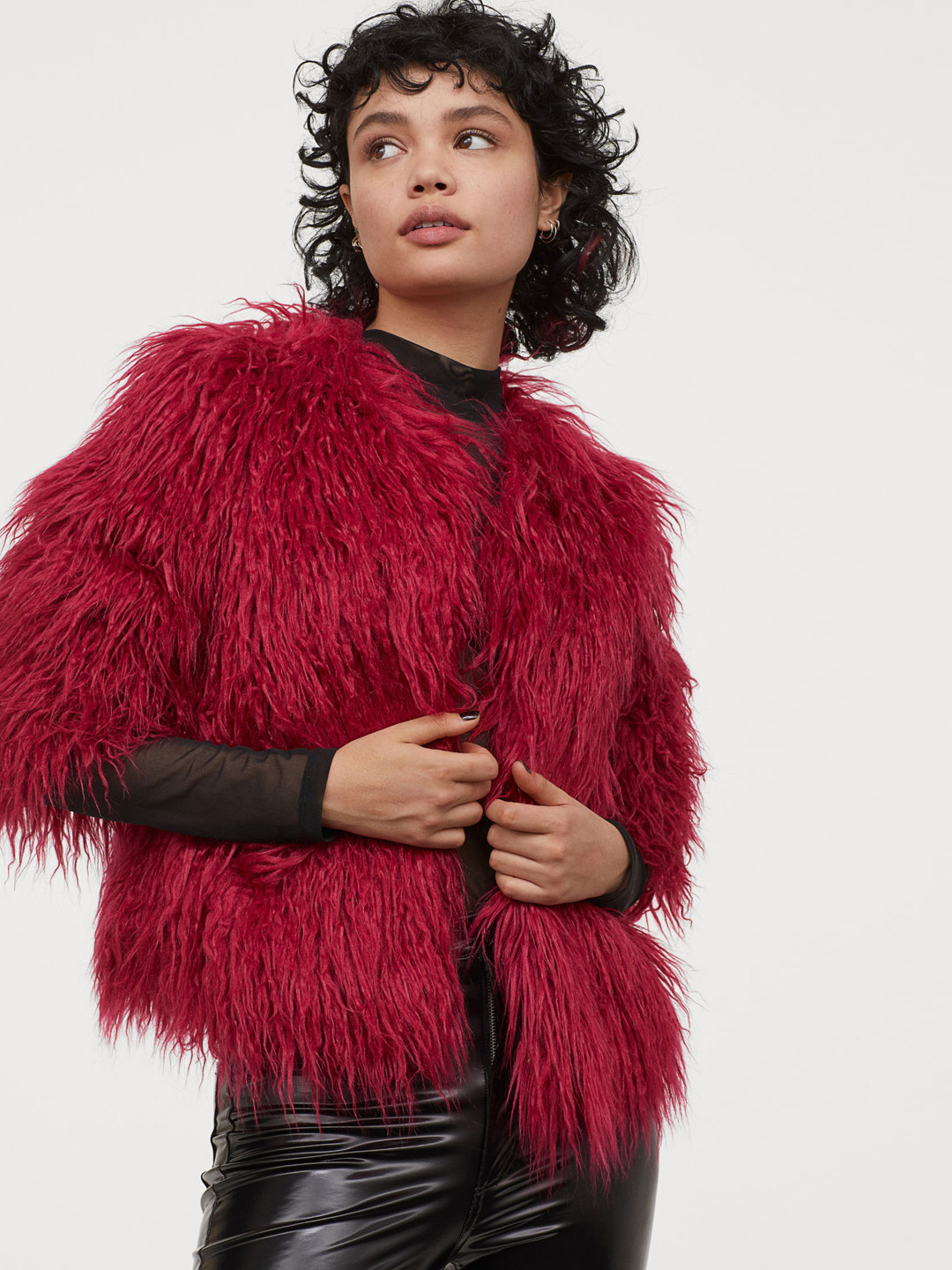 Buy H&M Women Red Faux Fur Coats Coats for Women 11407696 Myntra