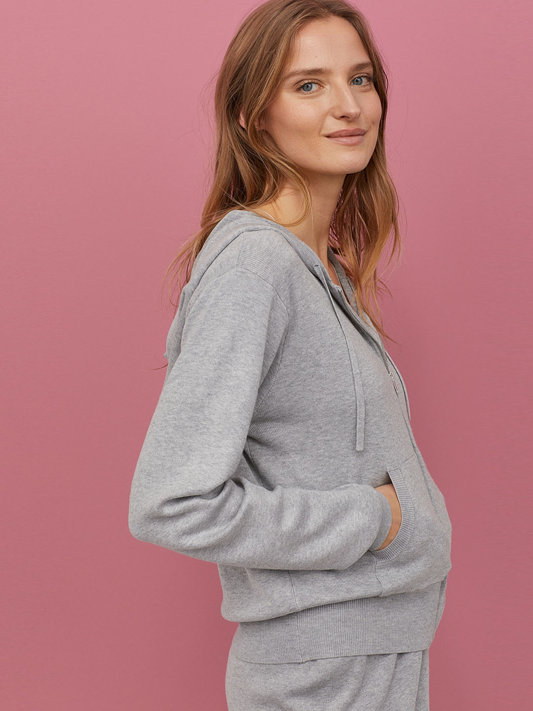fine knit hooded jacket