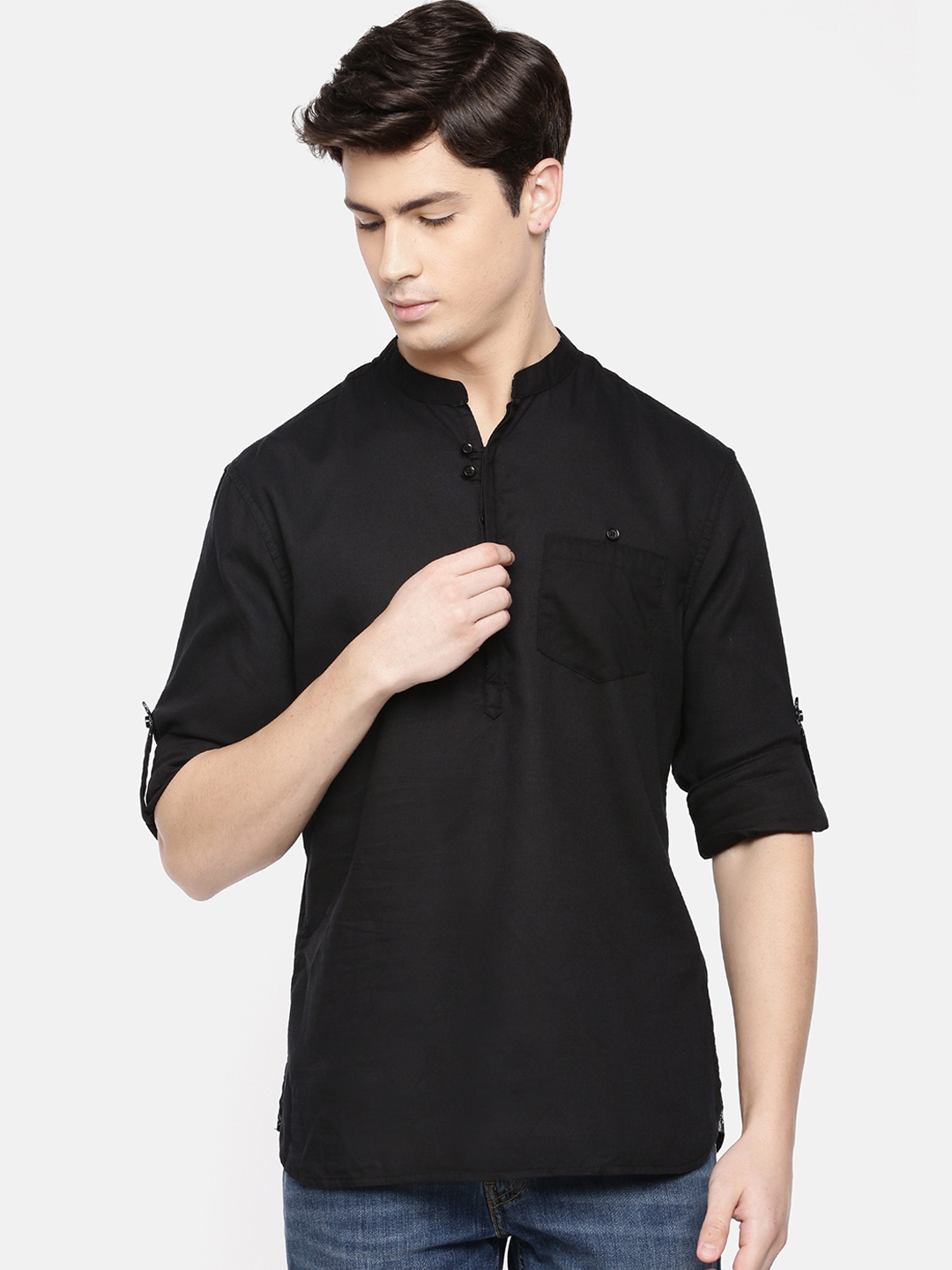 Buy Celio Men Black Regular Fit Solid Casual Shirt - Shirts for Men ...