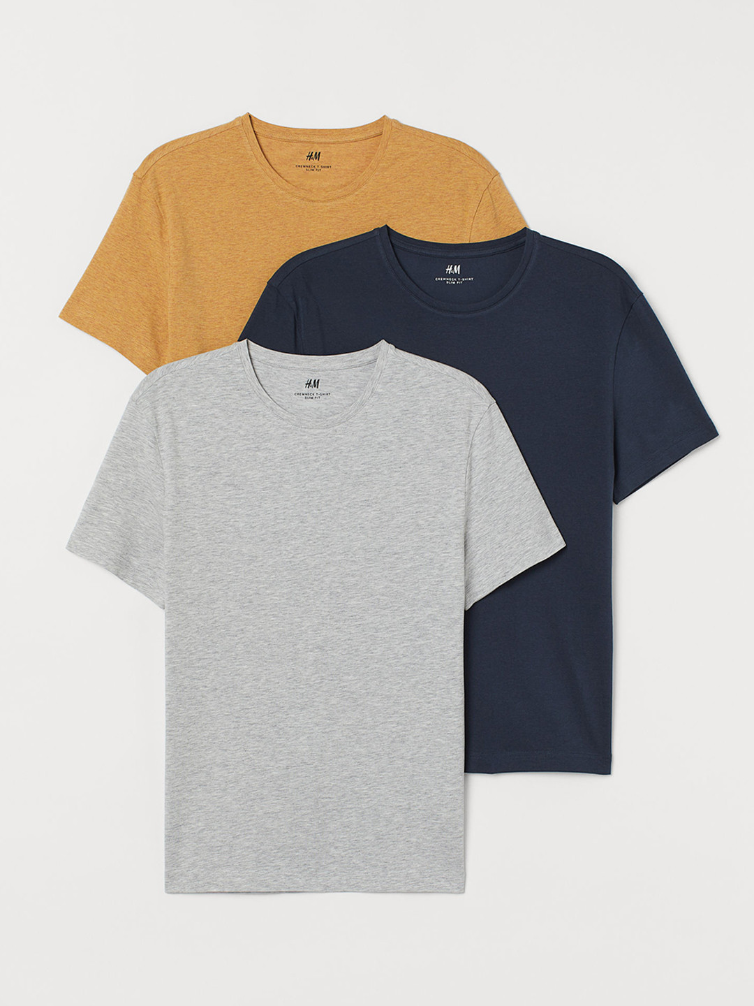 Buy H&M Men Yellow 3 Pack T Shirts Slim Fit Lounge Tshirts for Men 11408154 Myntra