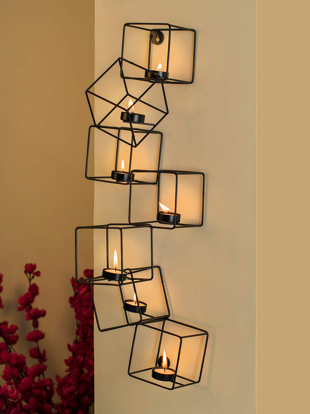 Buy Homesake Black Metal Tea Light Wall Mounted Candle Holder Candle