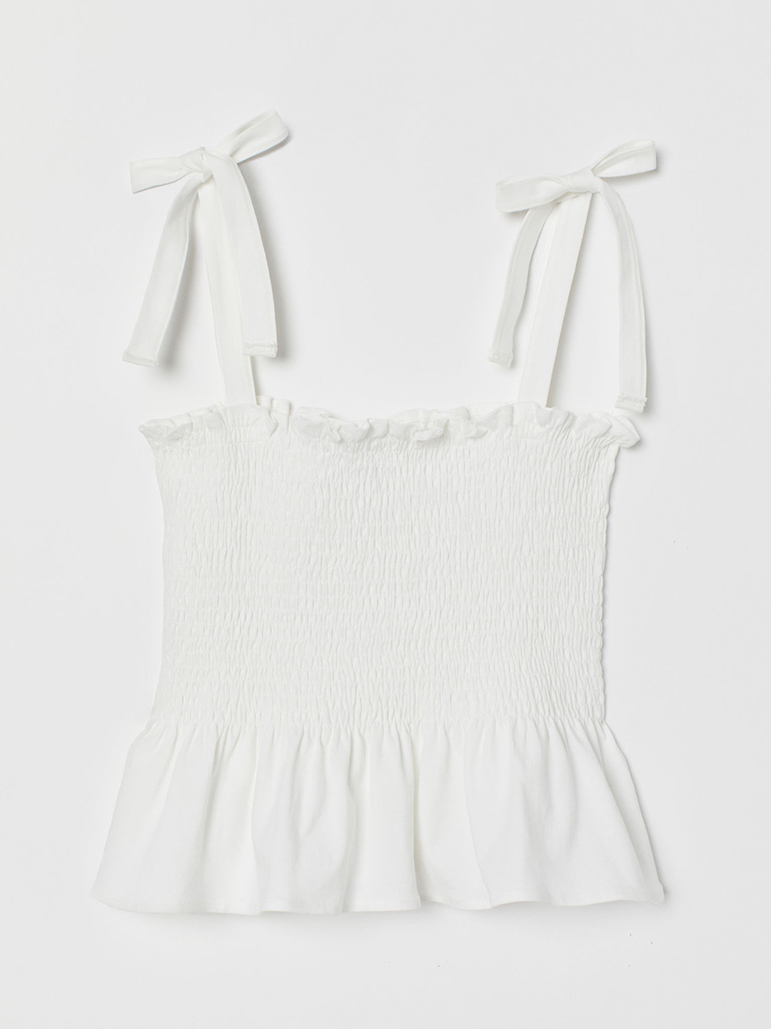 Buy H&M Women White Solid Strappy Top With Smocking Tops for Women
