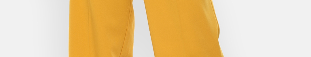 Buy Van Heusen Woman Women Yellow Regular Fit Solid Parallel Trousers ...
