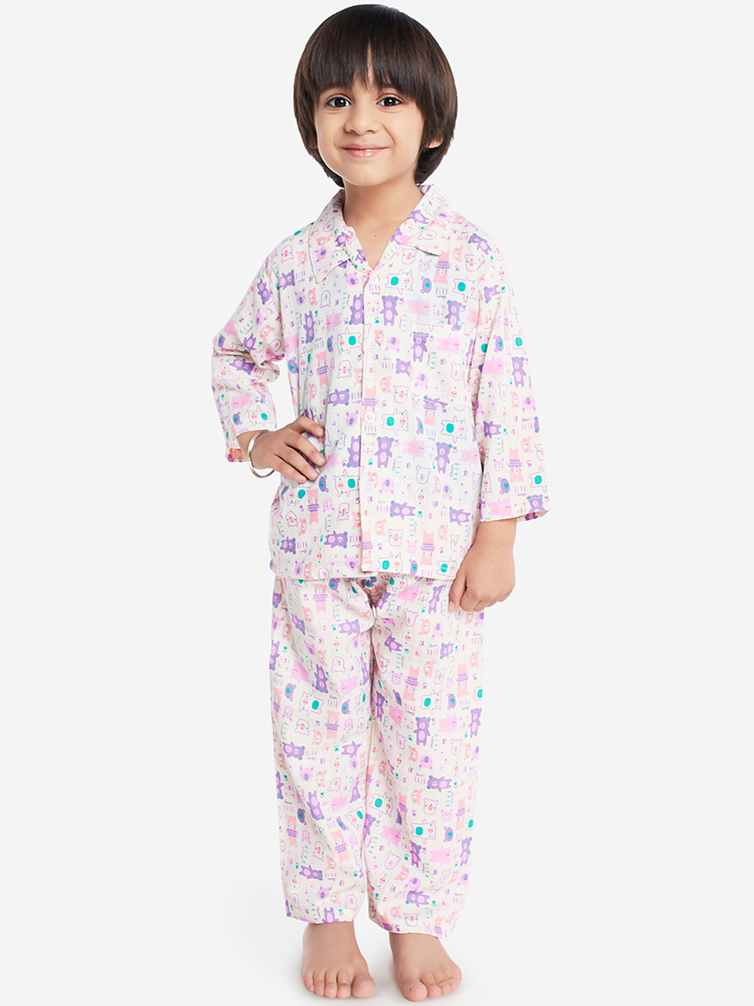 Buy KID1 Boys Purple & White Printed Night Suit Night Suits for Boys
