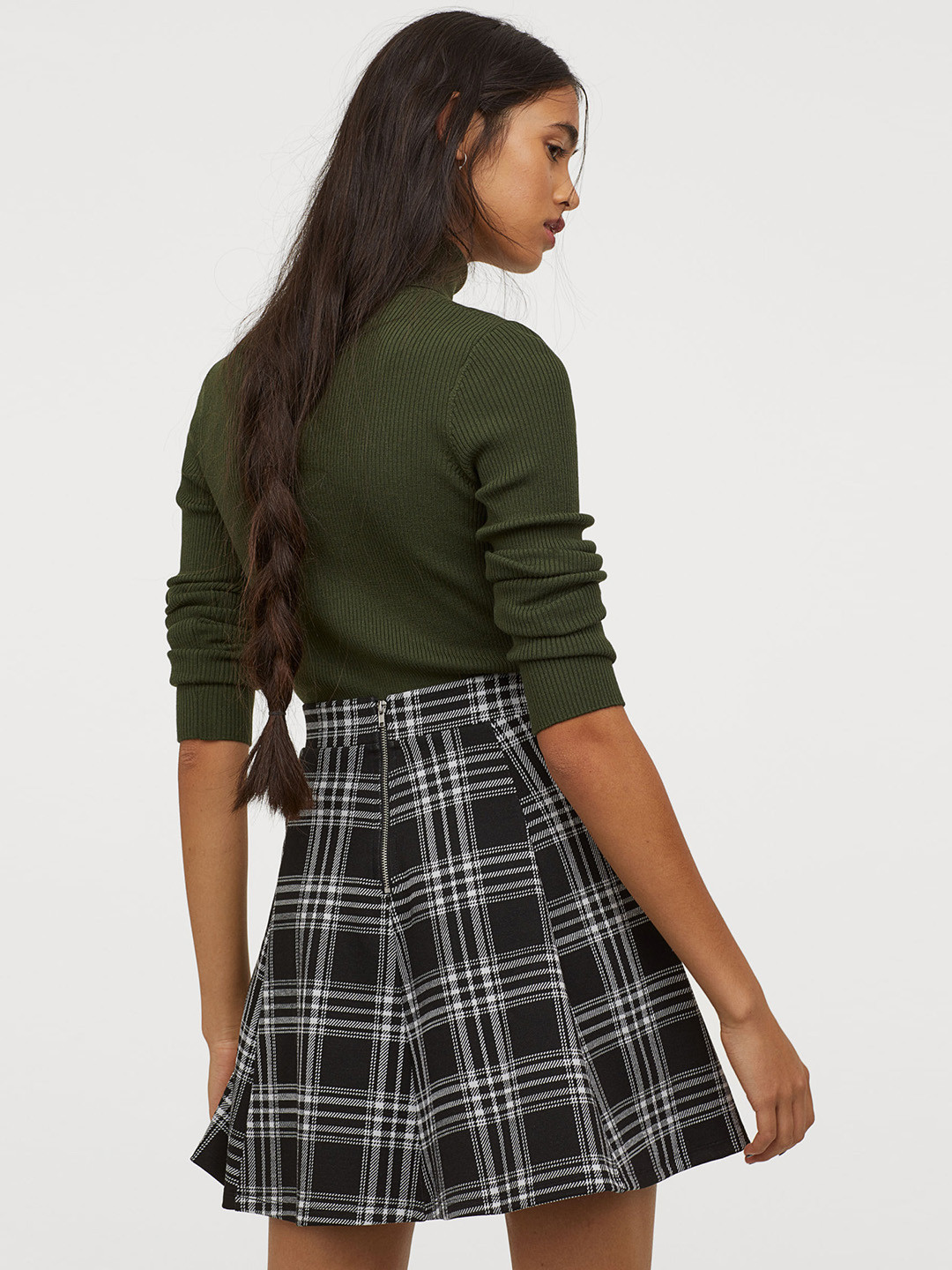 Buy H&M Women Black & White Checked Skater Skirt Skirts for Women