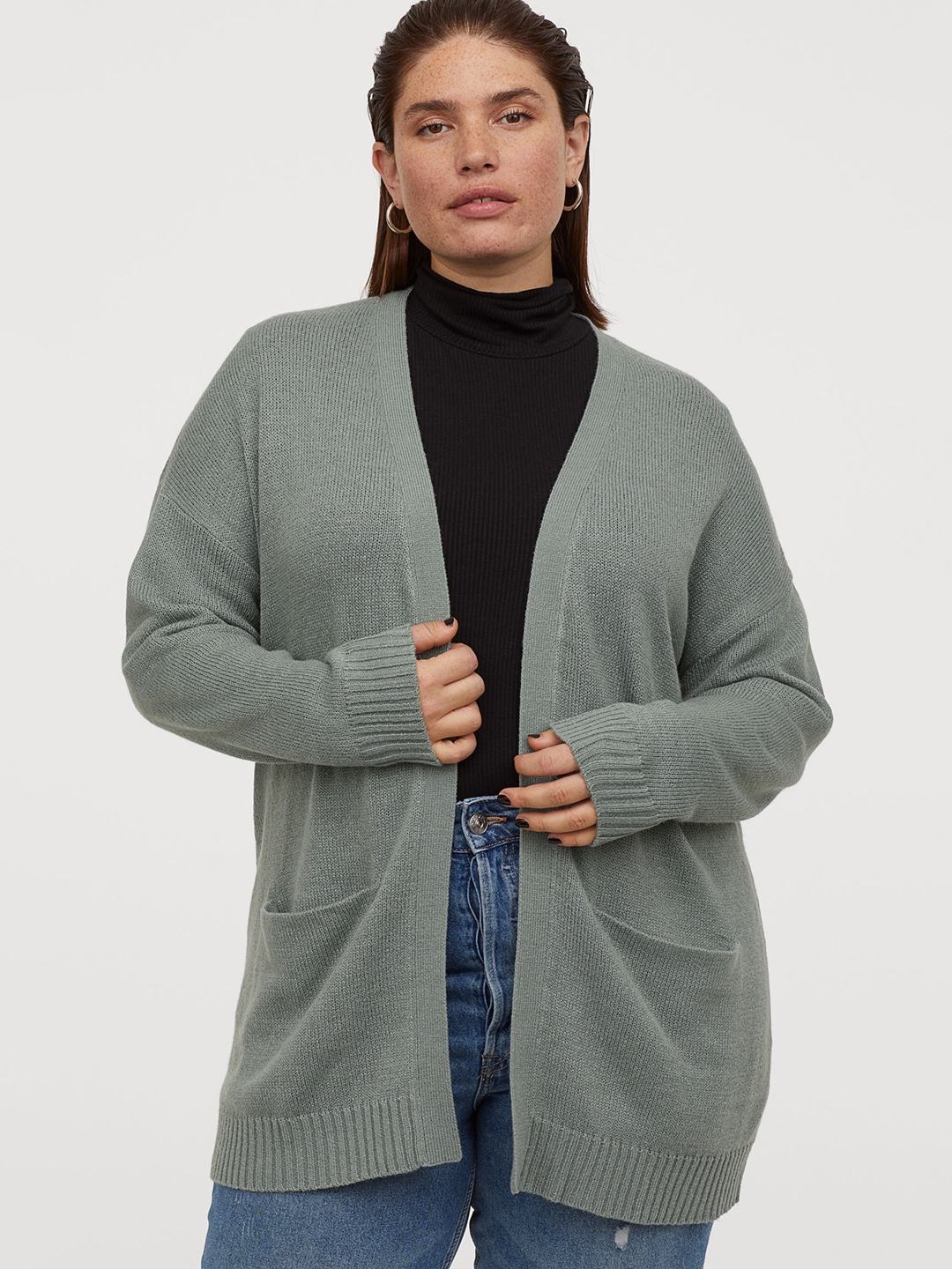 Buy H&M+ Women Green Knitted Sustainable Cardigan - Sweaters for Women ...