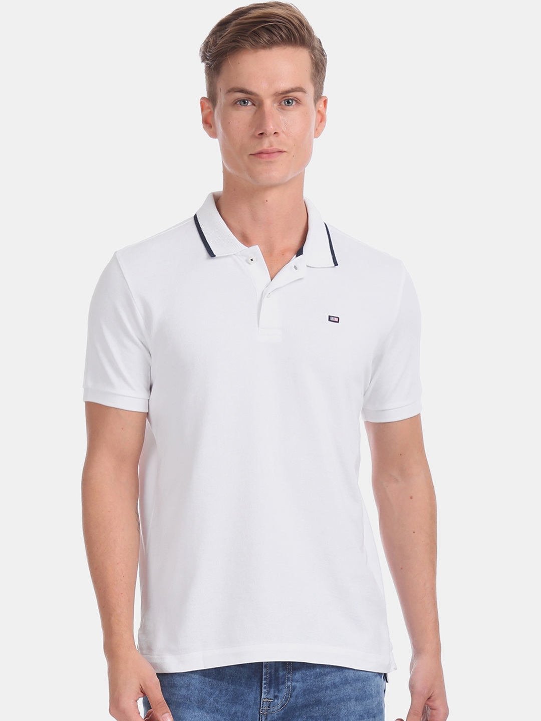 Buy Arrow Men White Solid Polo Collar T Shirt - Tshirts for Men ...