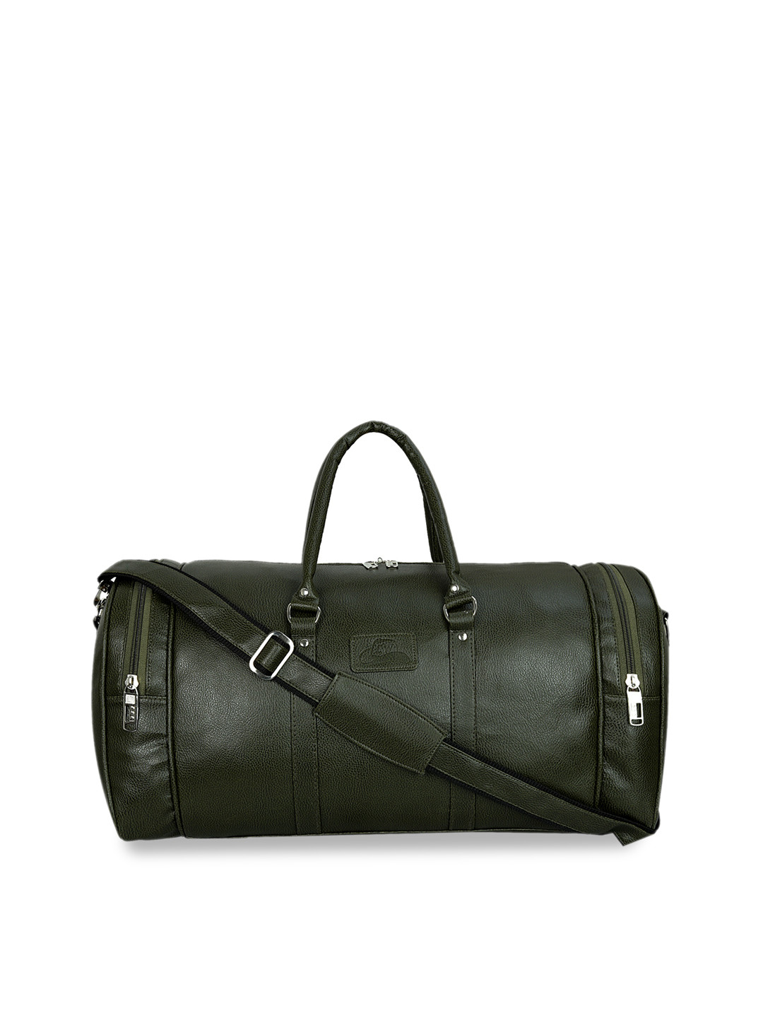 Buy Leather World Unisex Green Solid Large Leather Duffel Bag Duffel