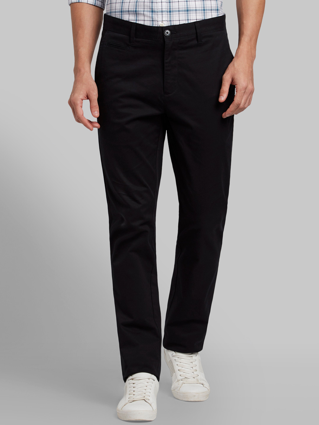 Buy Parx Men Black Slim Fit Solid Regular Trousers - Trousers for Men ...