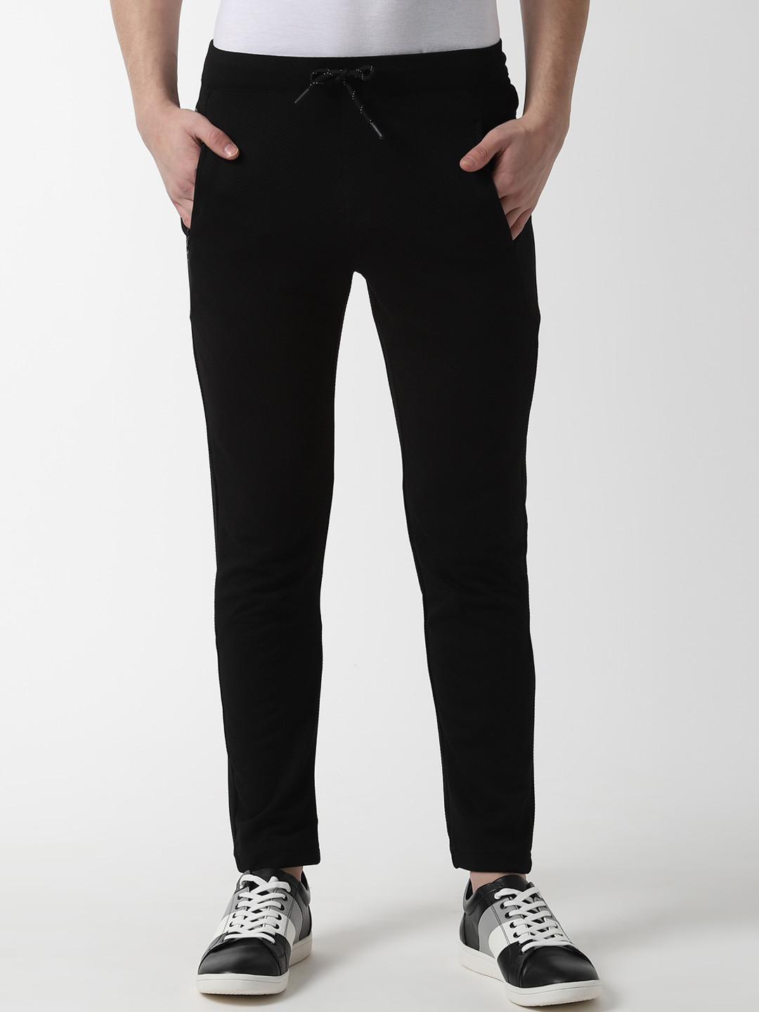 Buy Peter England Men Black Solid Track Pants Track Pants for Men