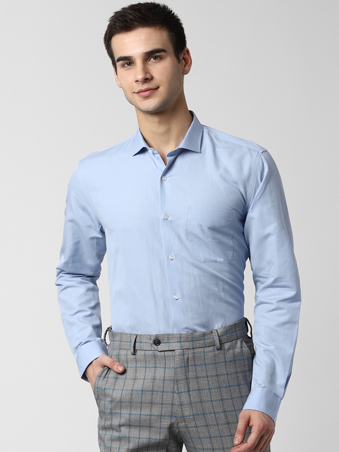 Buy Peter England Men Blue Regular Fit Solid Semiformal Shirt - Shirts ...