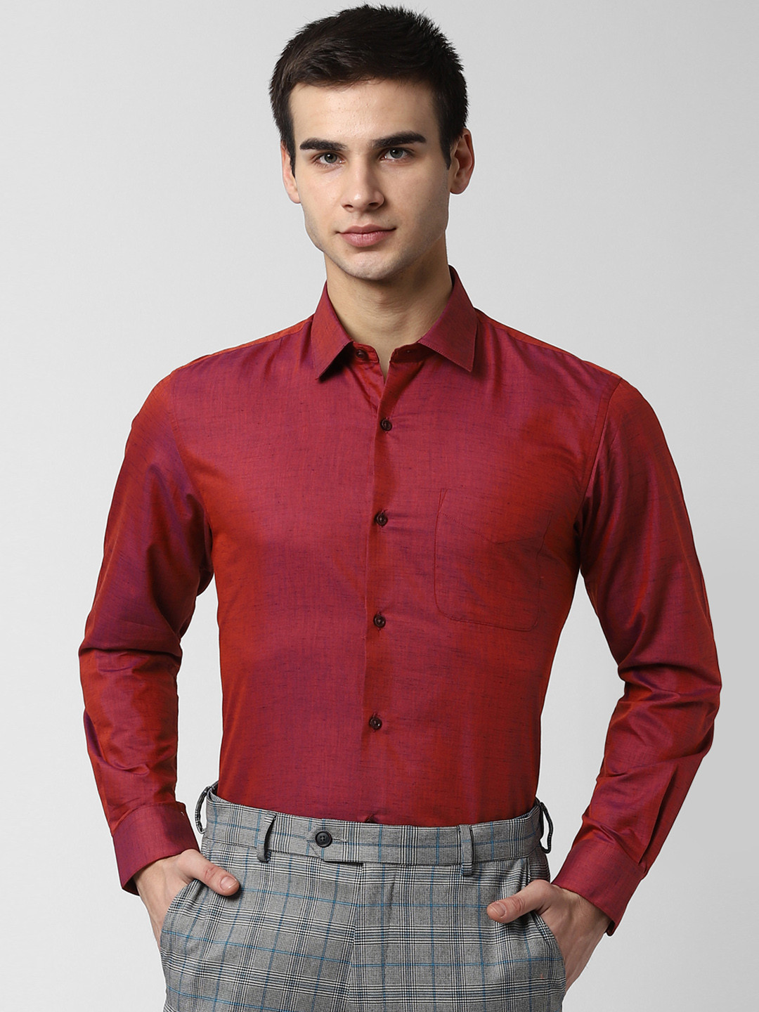 Buy Peter England Men Red Regular Fit Solid Semiformal Shirt Shirts