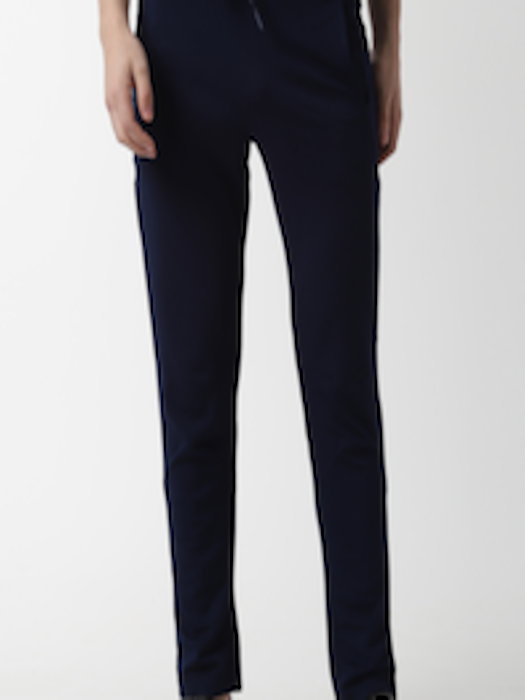 Buy Peter England Men Navy Blue Textured Straight Fit Track Pants ...