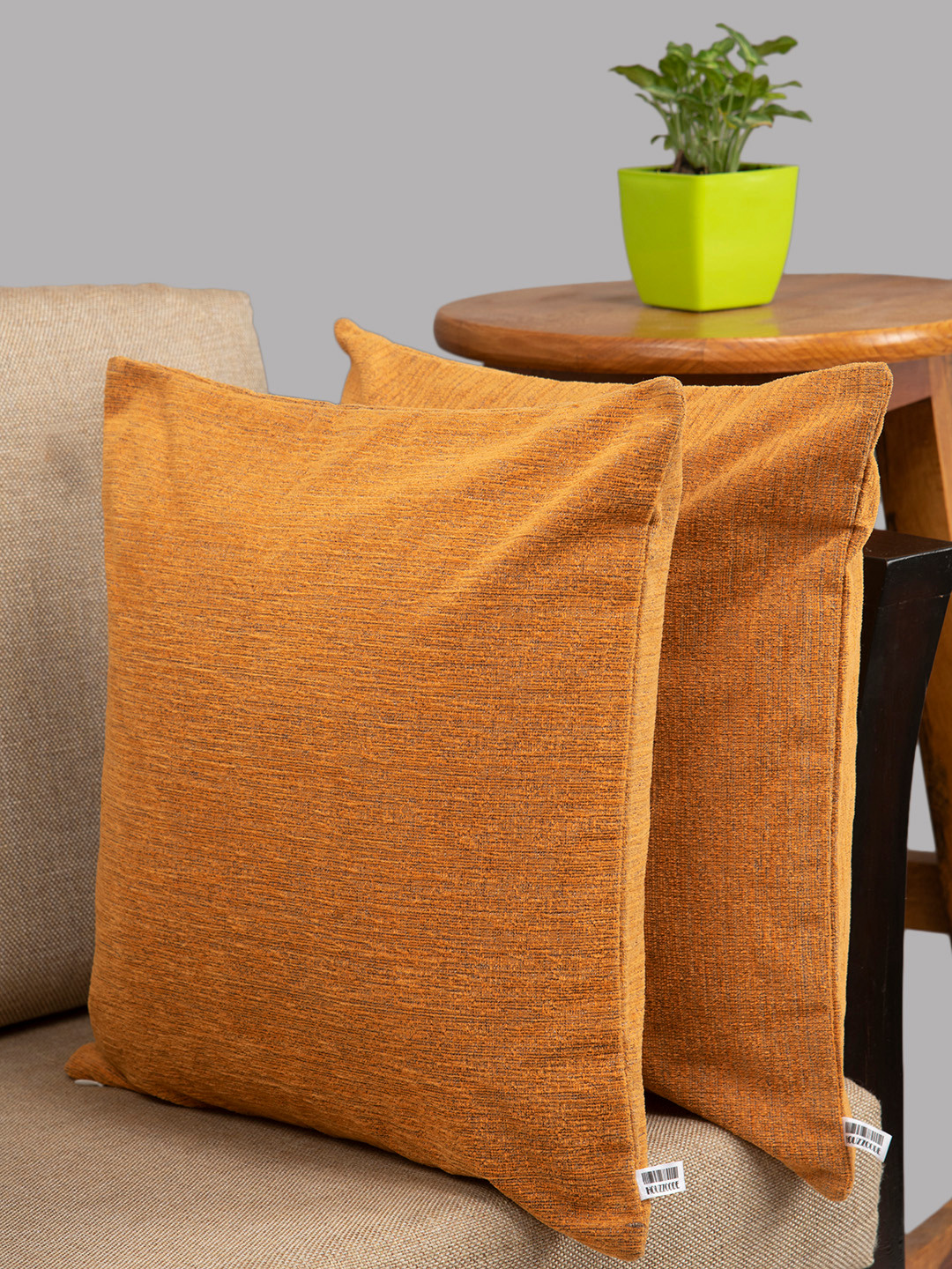 Buy HOUZZCODE Brown Set Of 2 Solid Square Cushion Covers Cushion