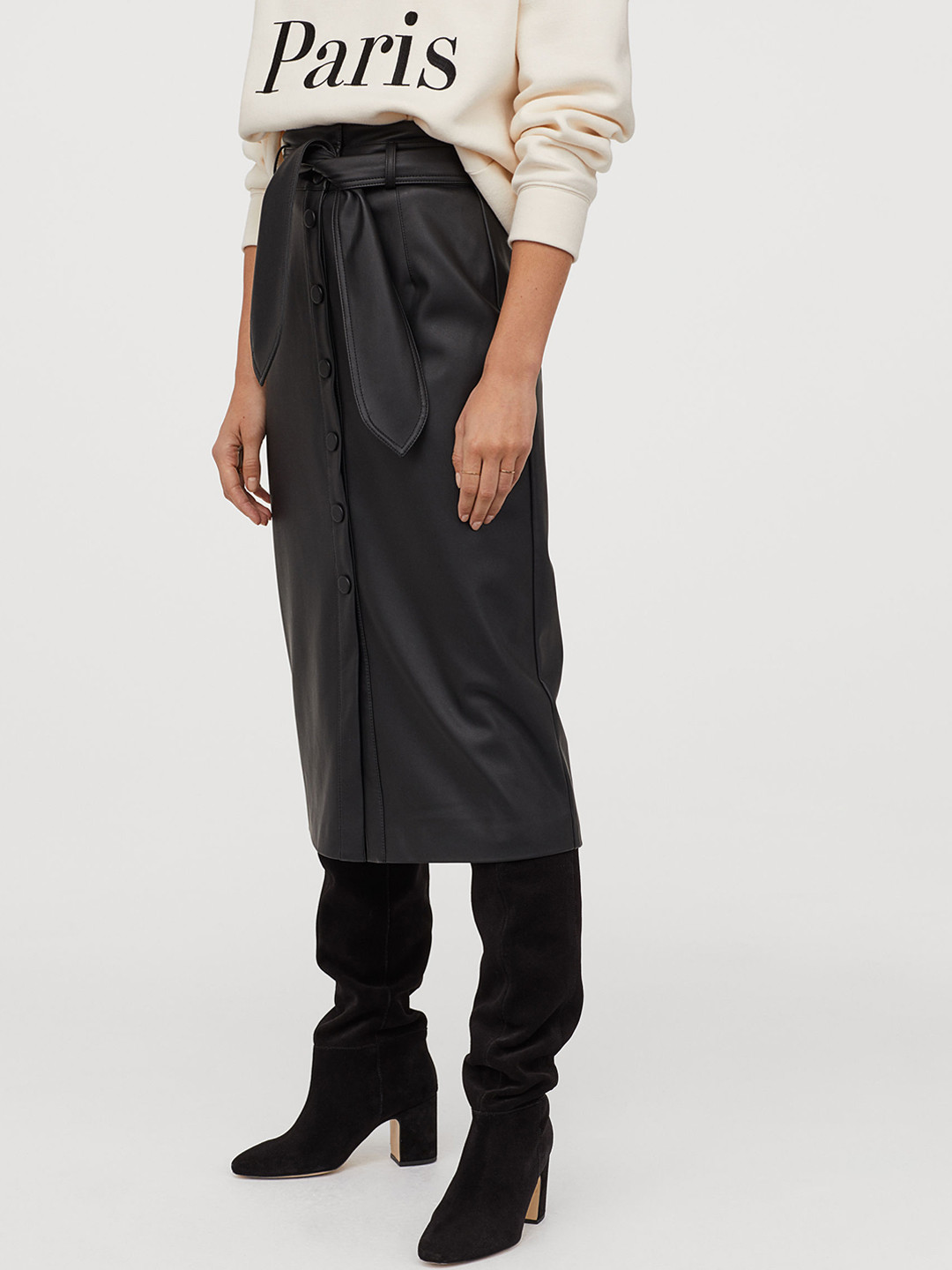 Buy H&M Women Black Imitation Leather Skirt Skirts for Women 11292192