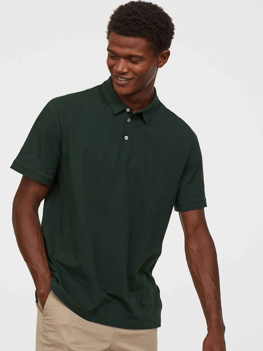 Buy H&M Men Green Solid Polo Shirt Slim Fit Lounge Tshirts for Men
