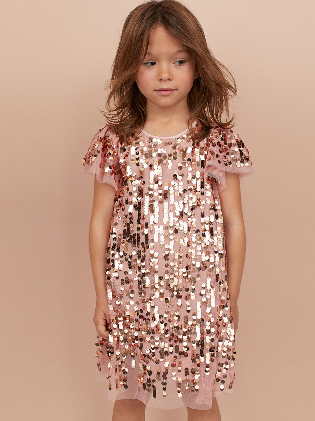 Buy H&M Girls Orange Empire Line Sequined Dress Dresses for Girls