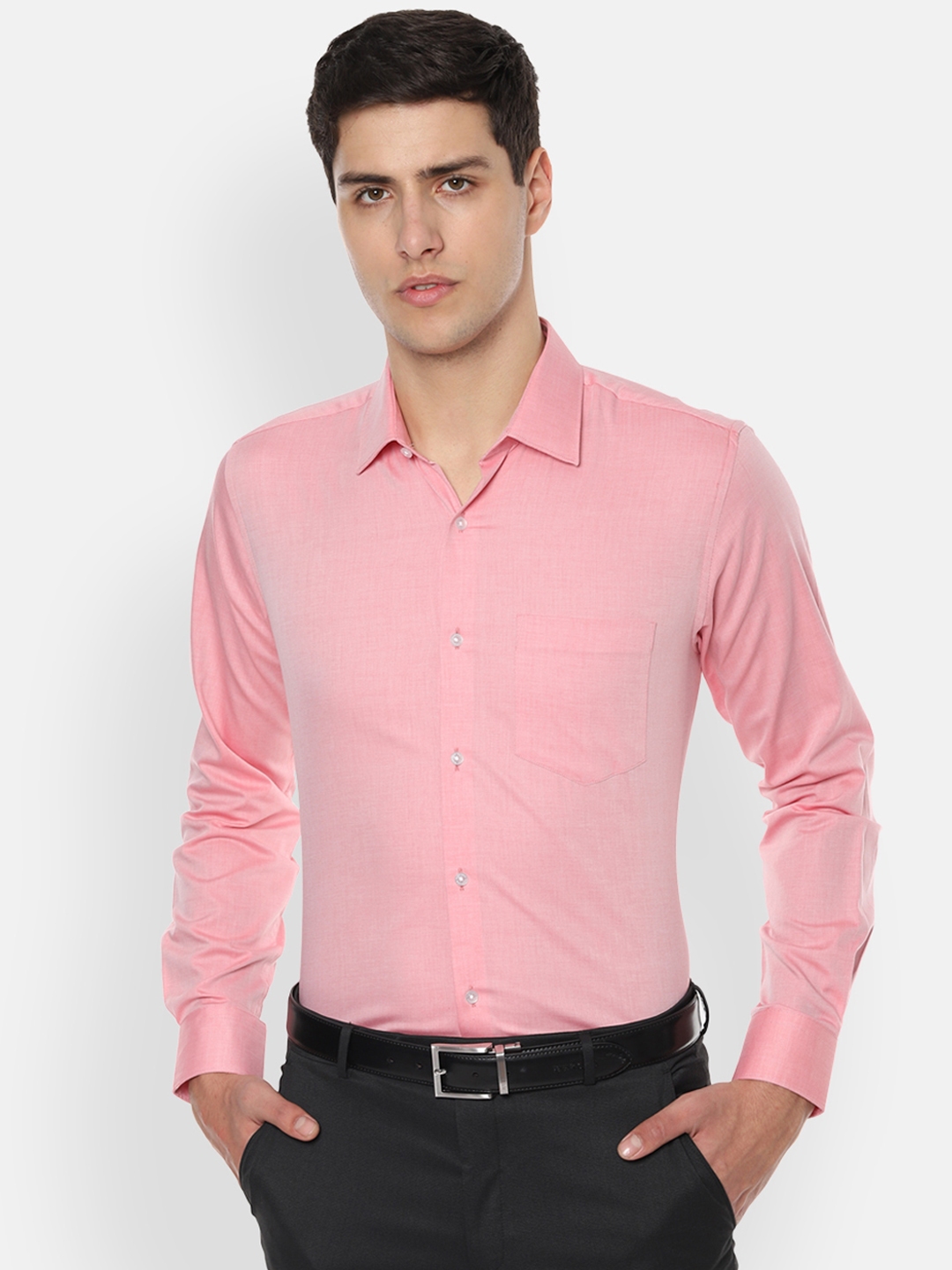 Buy Van Heusen Men Pink Slim Fit Solid Formal Shirt - Shirts for Men ...