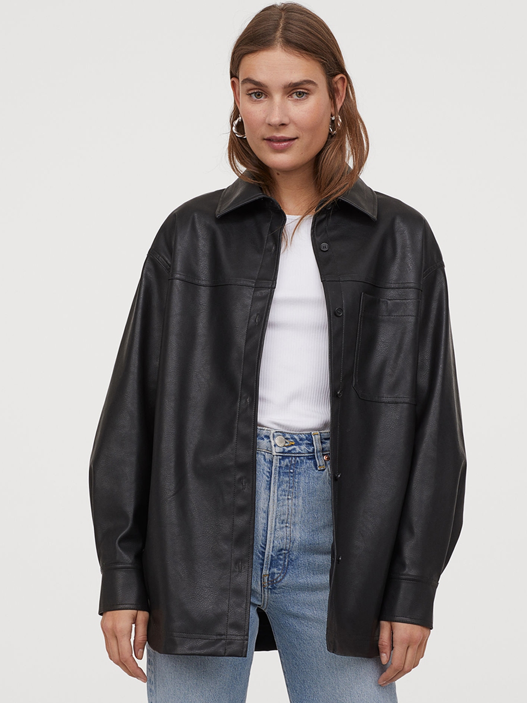 h and m leather jacket womens