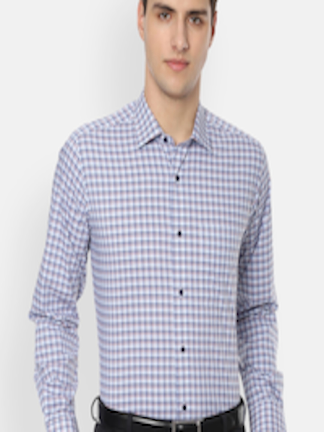 Buy Van Heusen Men Blue & Red Regular Fit Checked Formal Shirt - Shirts ...
