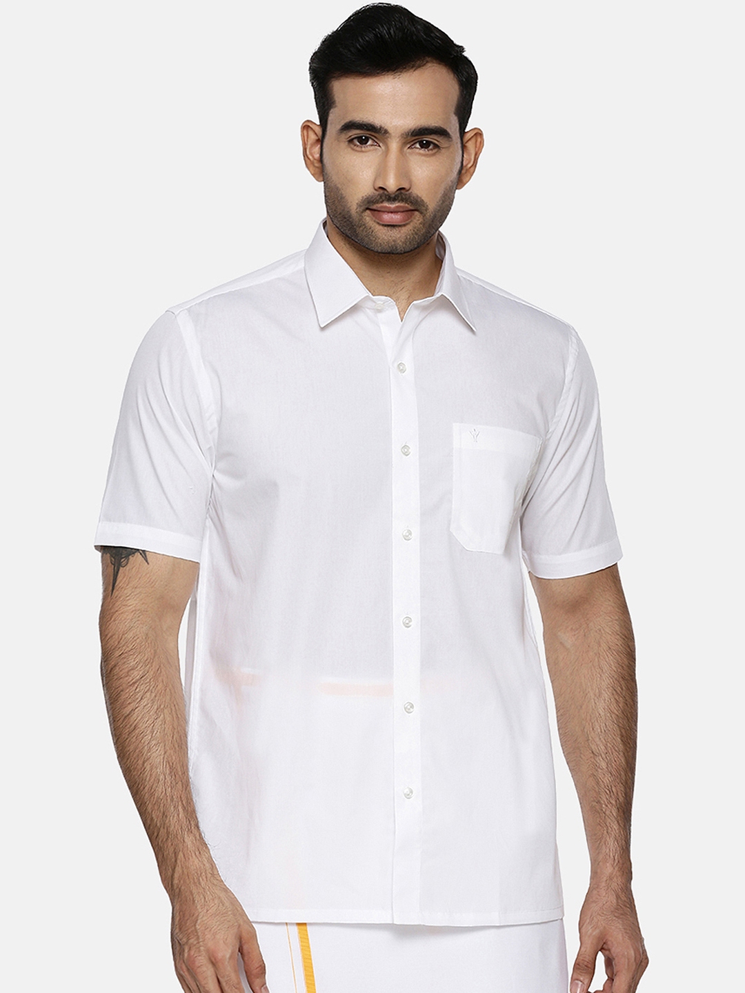 Buy Ramraj Men White Original Regular Fit Solid Wrinkle Free Ethnic ...