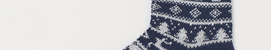 Buy H&M Men Blue & White Knitted Patterned Socks - Socks for Men ...