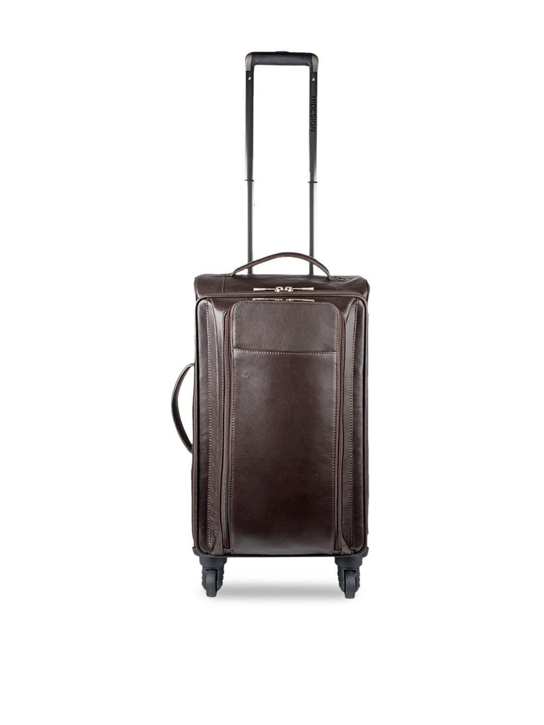 Buy Hidesign Brown Solid Leather Large Trolley Suitcase Trolley Bag