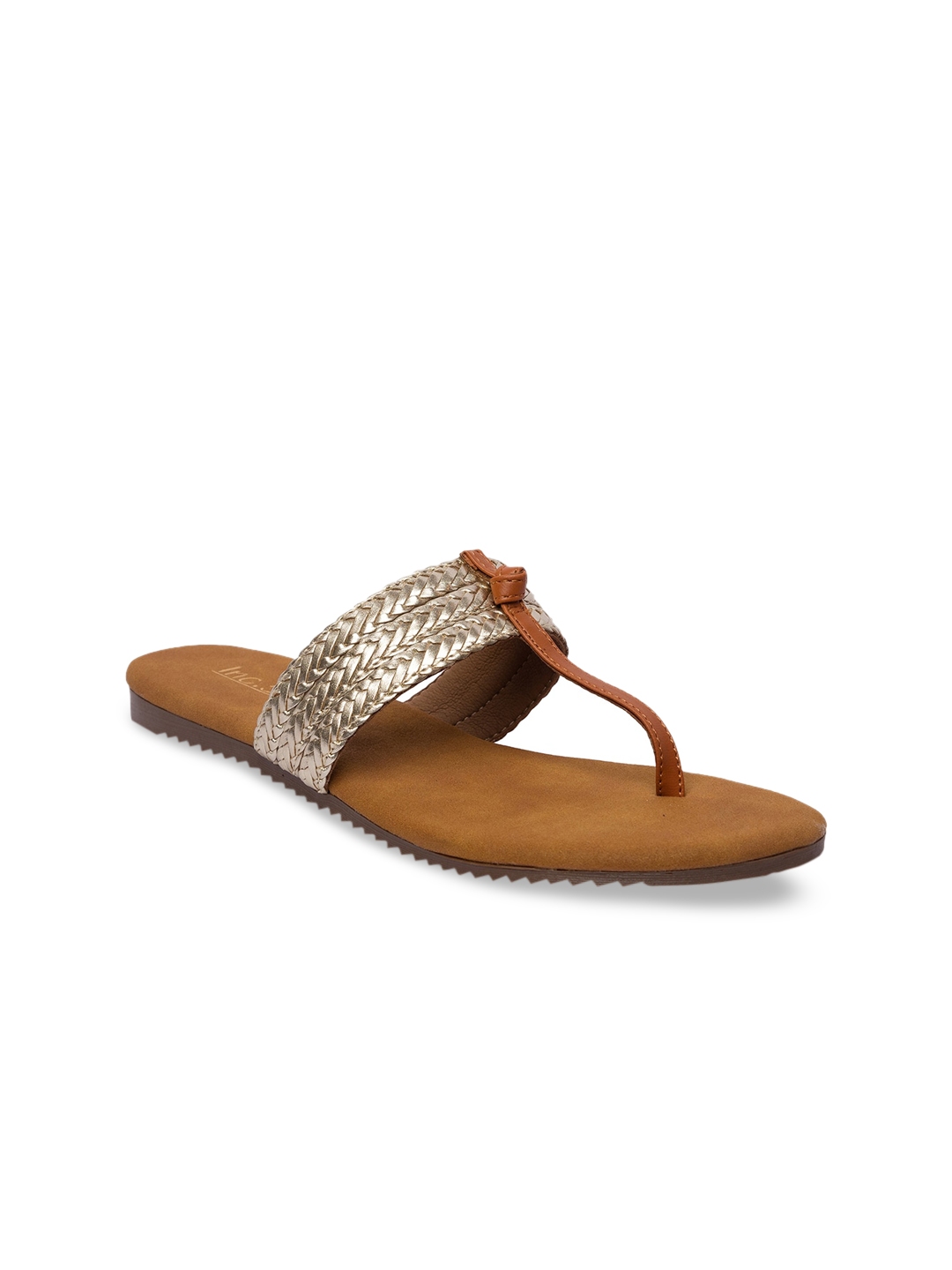 gold t strap flats
