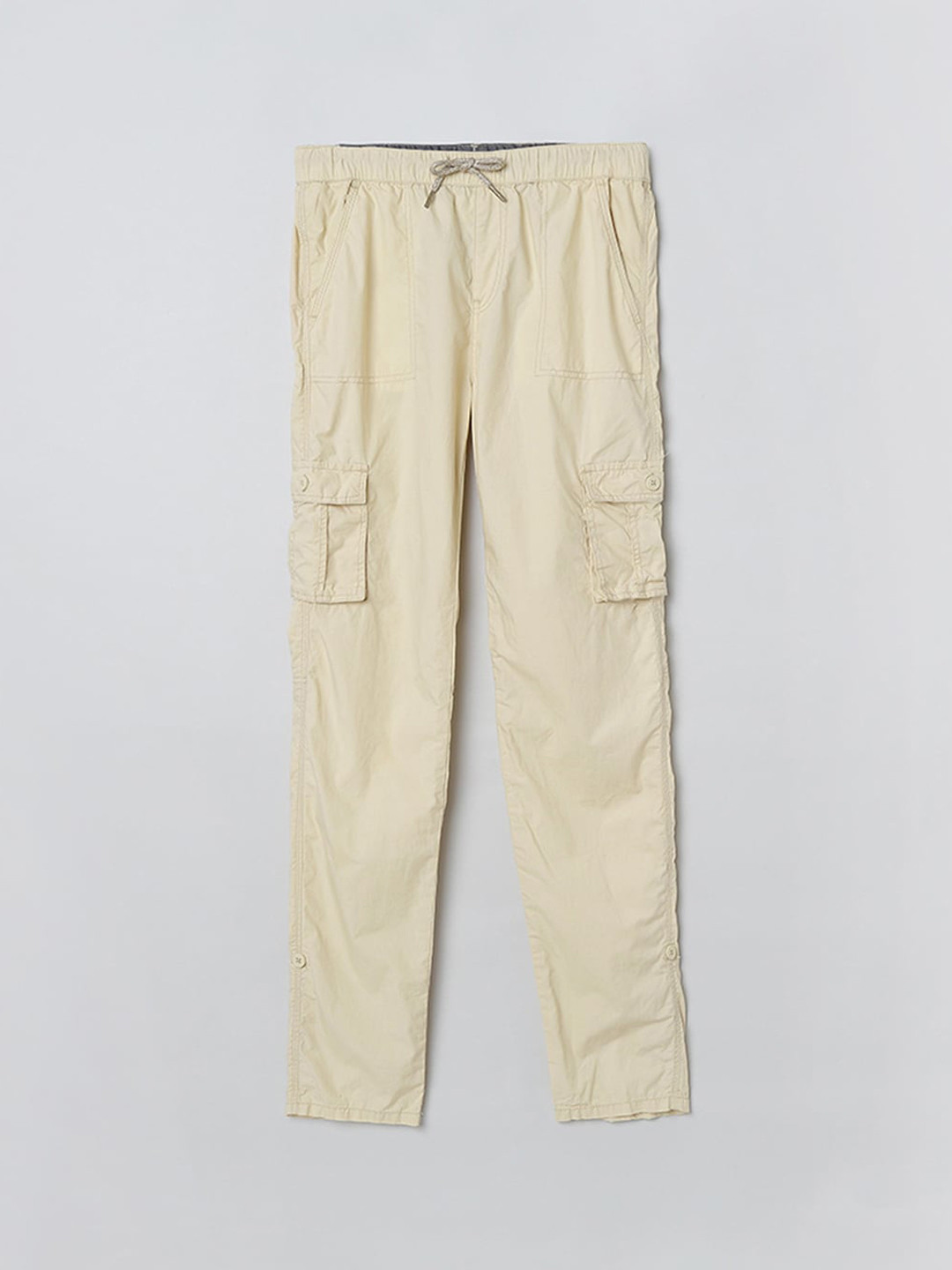 Buy Max Boys Beige Regular Fit Solid Cargos Trousers for Boys