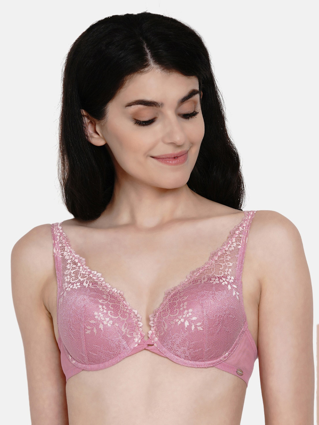 Buy Enamor Pink Underwired Lightly Padded Medium Coverage Push Up Bra F043 Bra for Women