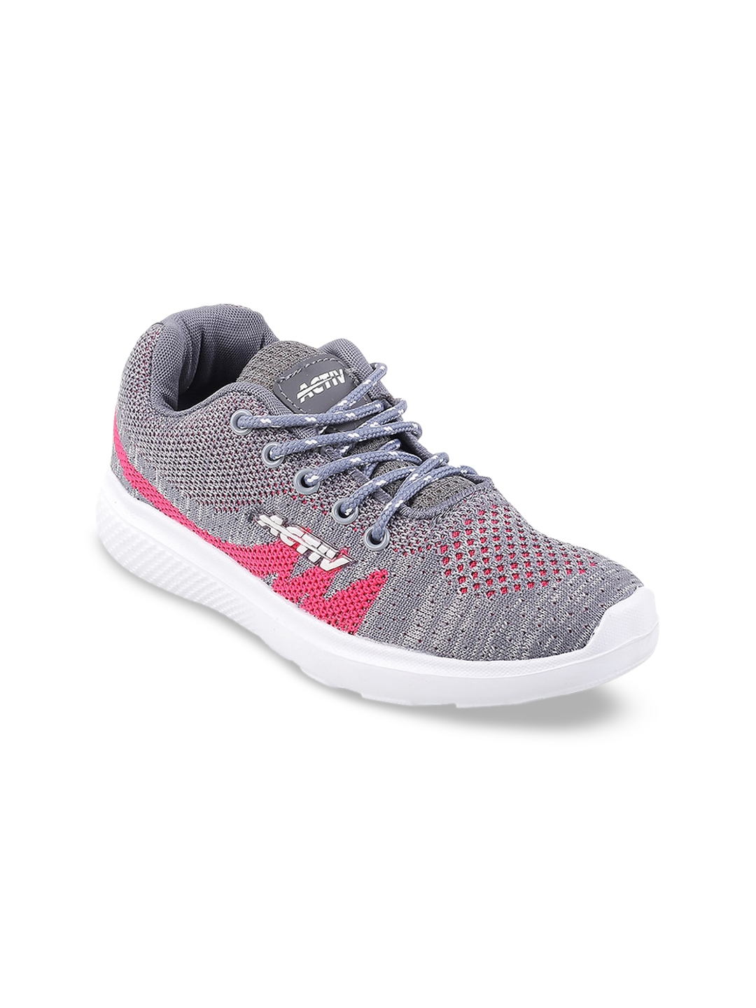 Buy WALKWAY By Metro Women Grey & Pink Woven Design Sneakers - Casual ...