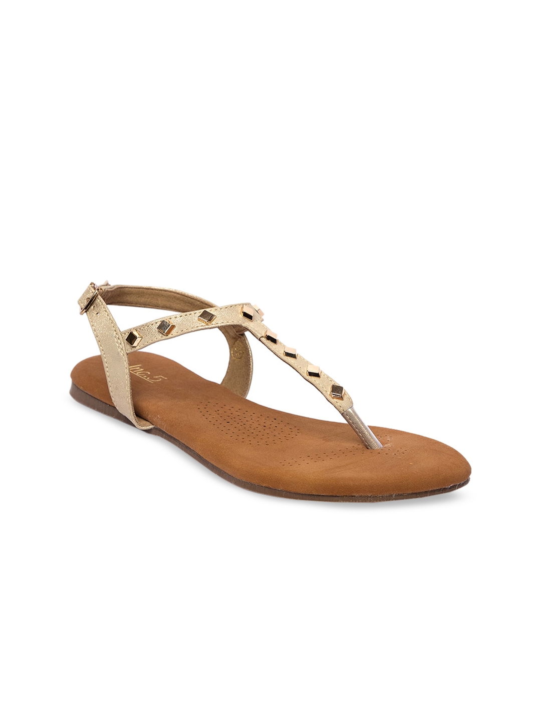gold t strap flats