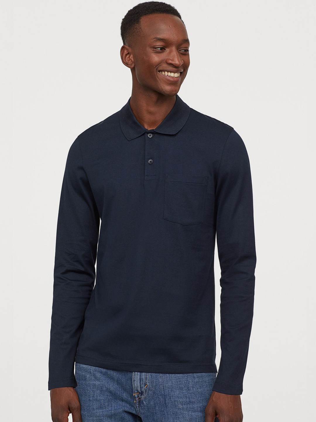 Buy H&M Men Blue Premium Cotton Polo Shirt - Sweatshirts for Men ...