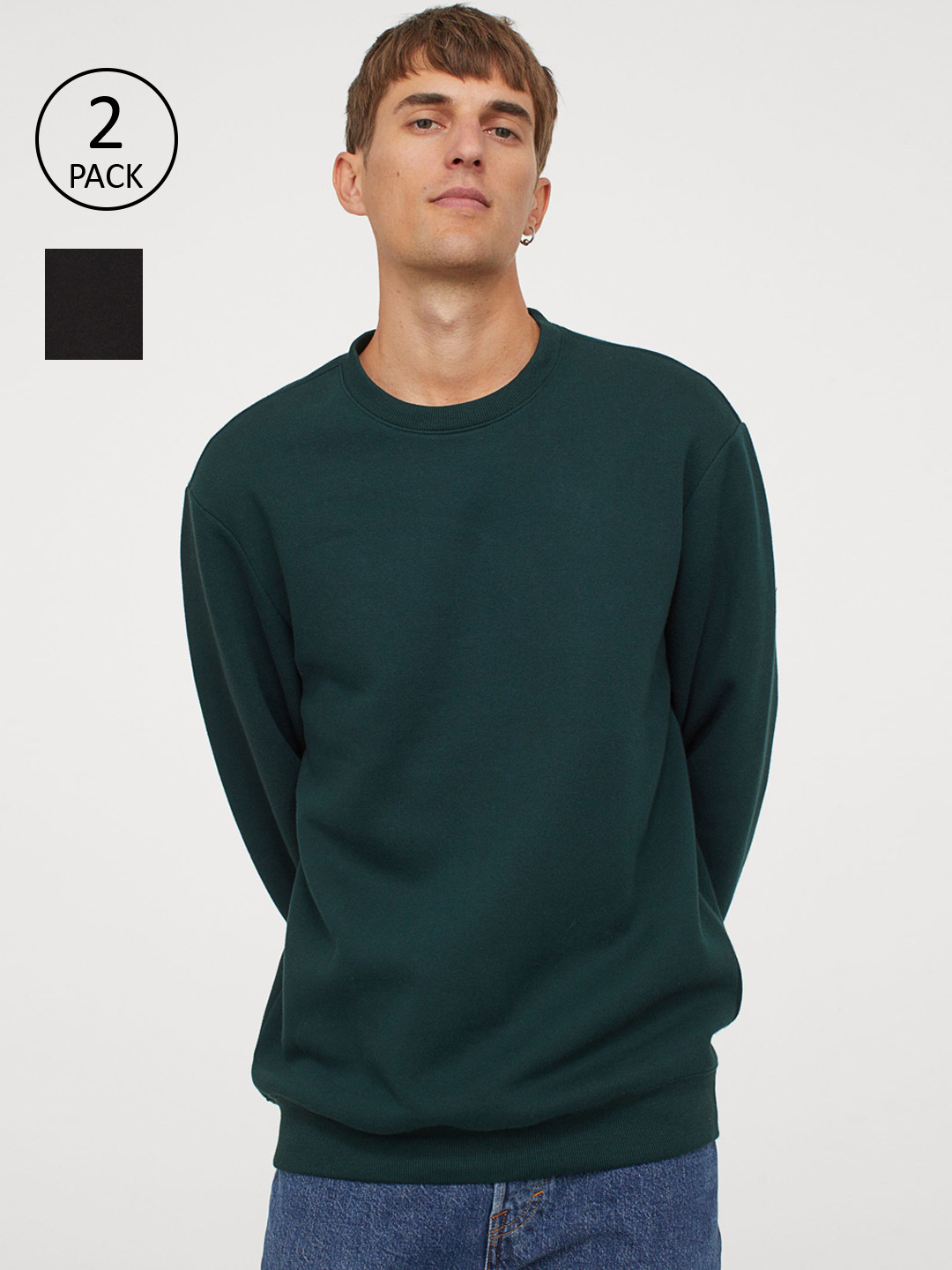 Buy H&M Men 2 Pack Solid Relaxed Fit Sweaters Sweatshirts for Men