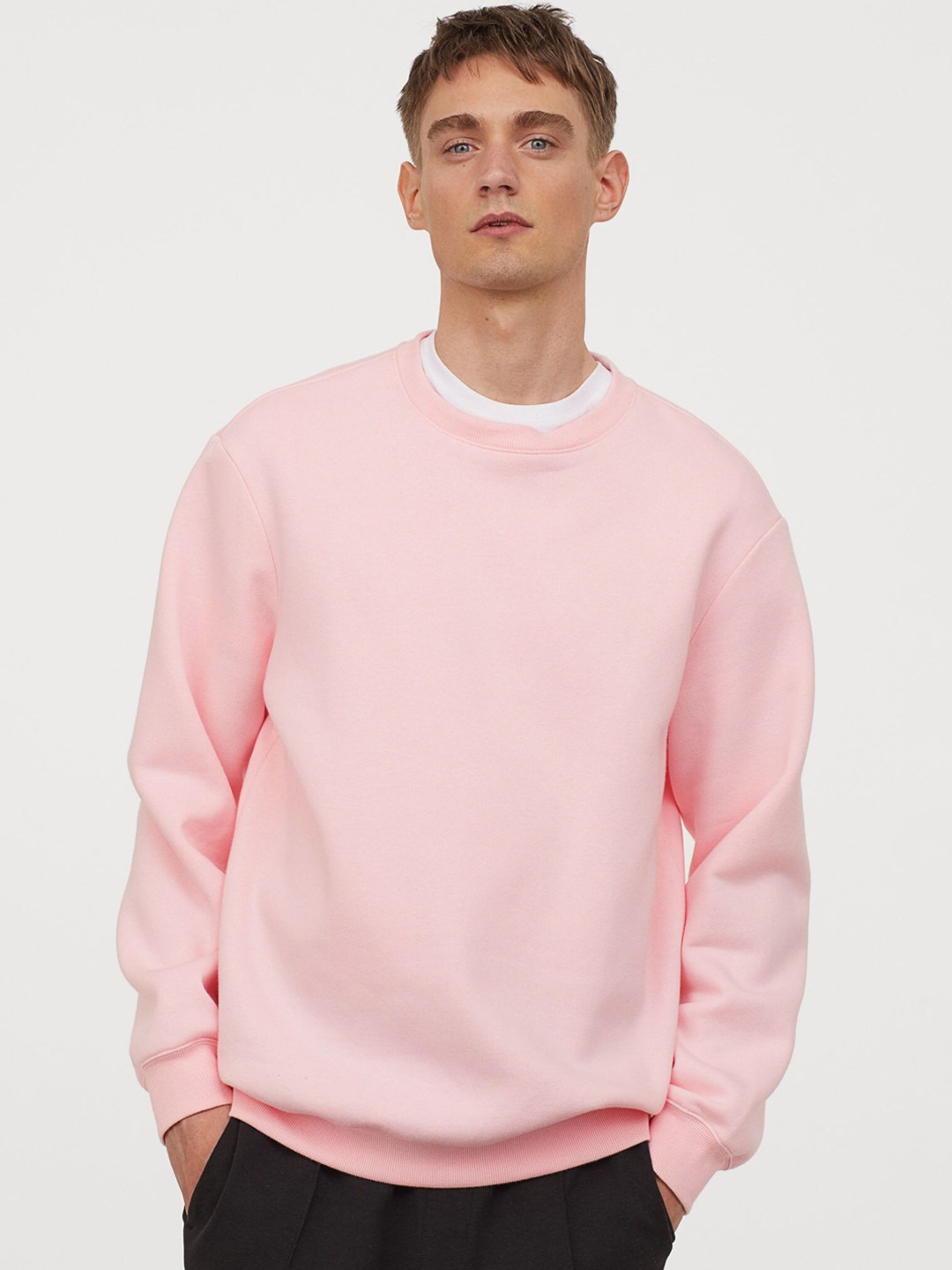 Buy H&M Men Pink Relaxed Fit Sweater Sweatshirts for Men 12710084
