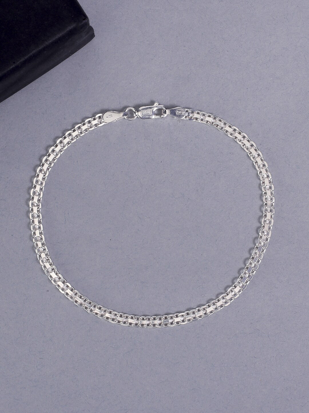 Buy Yellow Chimes Unisex Sterling Silver Classic Link Oxidised Bracelet