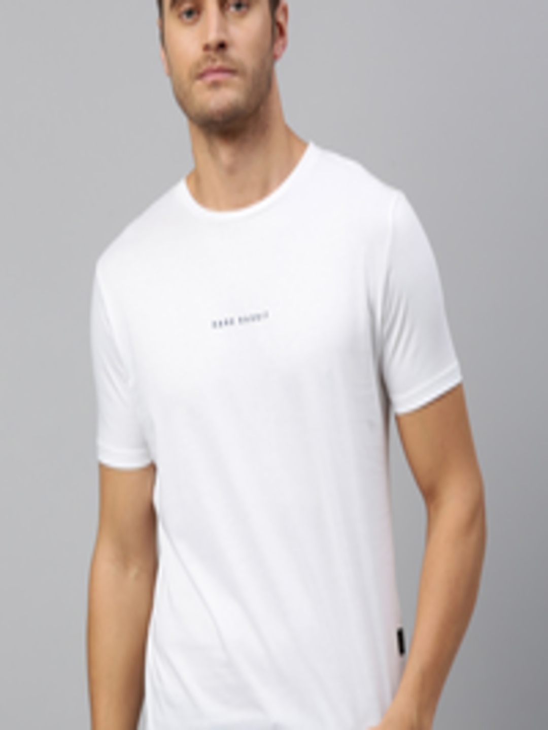 Buy RARE RABBIT Men White Printed Round Neck T Shirt - Tshirts for Men ...