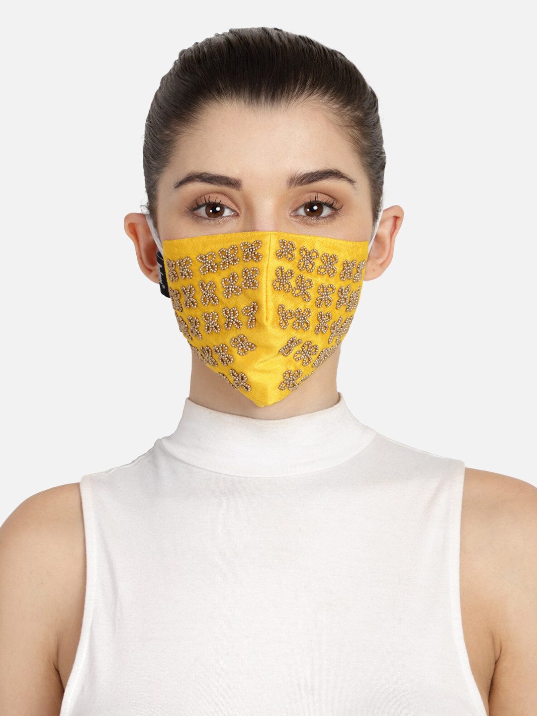 Buy Anekaant Women Yellow Printed Reusable 3 Ply Cloth Mask Outdoor Masks for Women 12716408